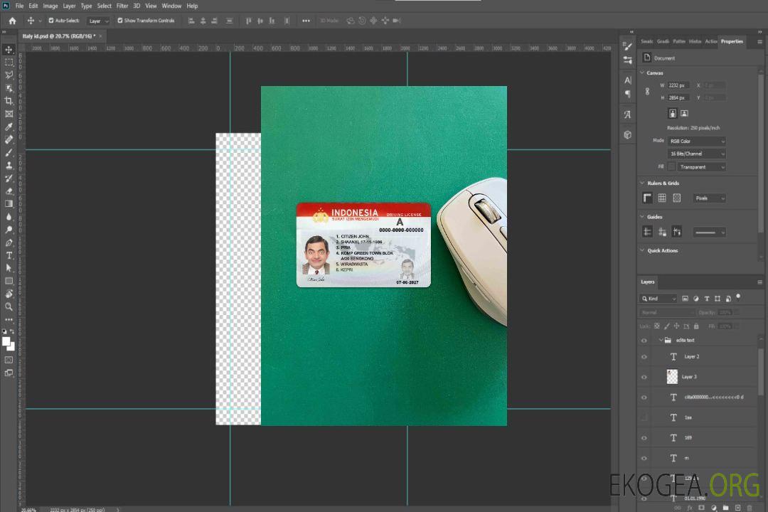Permis de conduire indonésien (2019 – présent) photolook AVANT template